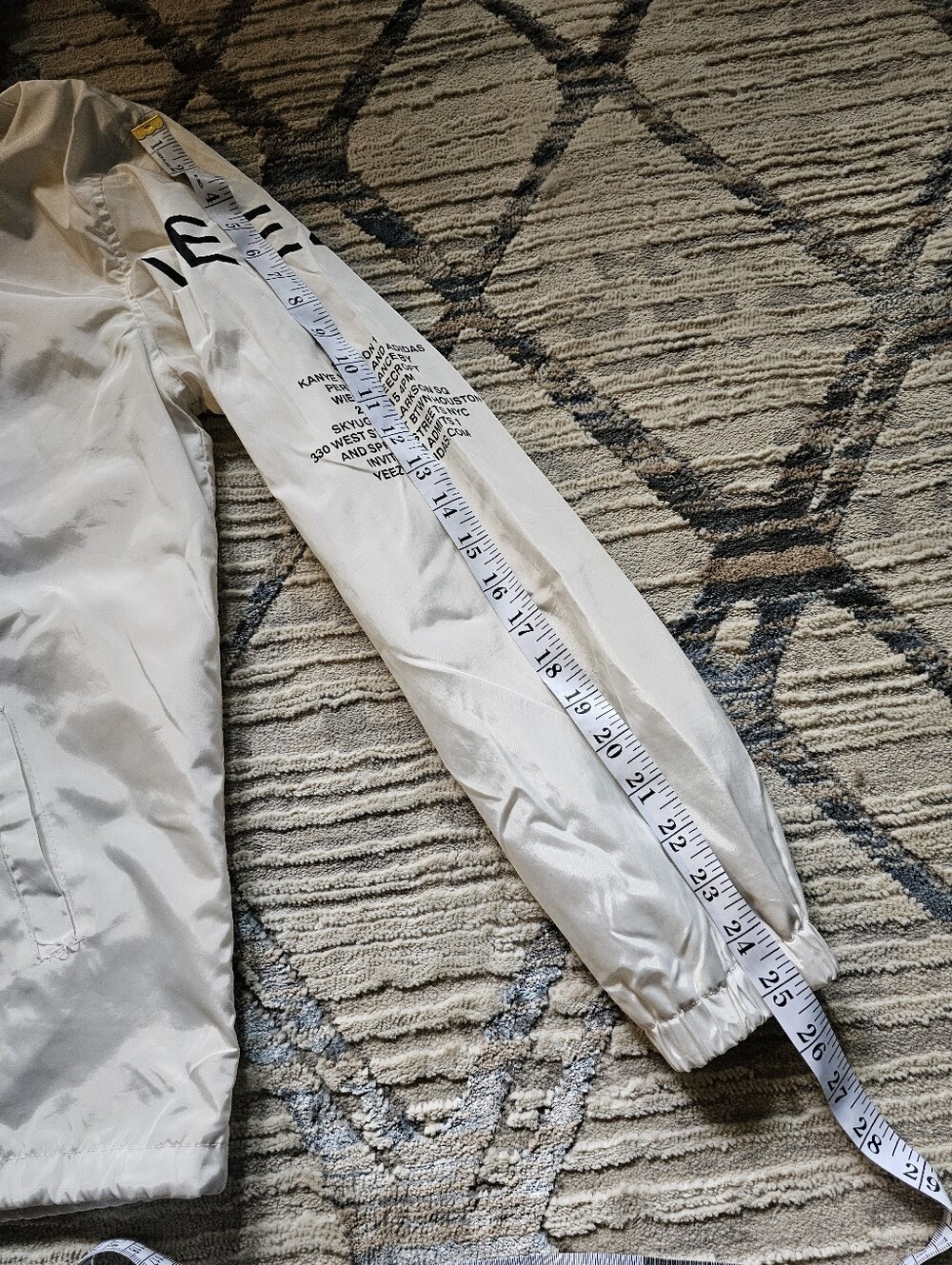 Yeezus Tour White Hooded Windbreaker Jacket with Bold Sleeve Logo - Picture 7 of 9